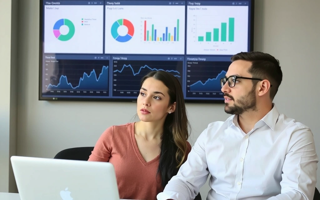 Data analyst reviewing marketing performance charts