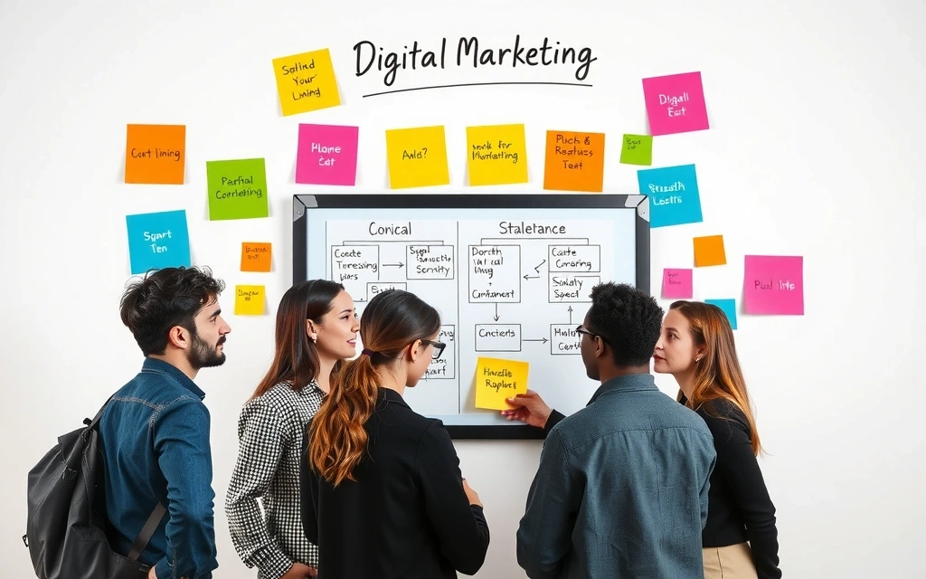 People brainstorming digital marketing strategy