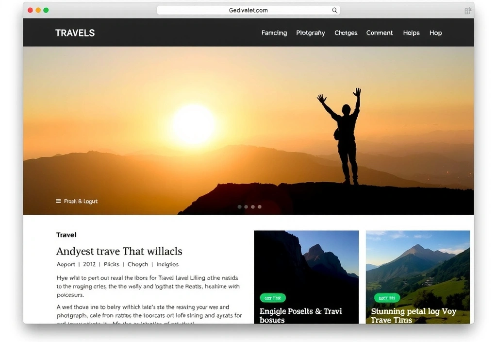 Náhled projektu interaktivního blogu o cestování