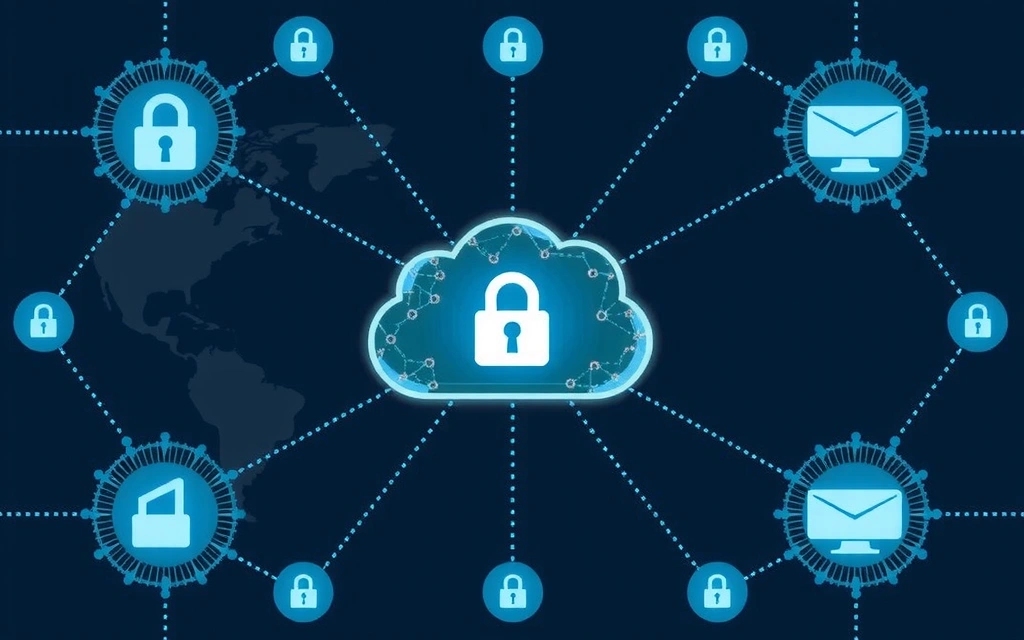 Ilustrace propojených partnerů a zabezpečeného sdílení dat