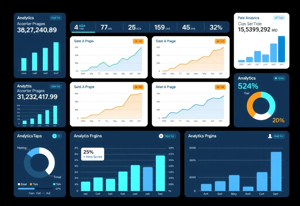 Data charts and analytics on a screen, showing growth