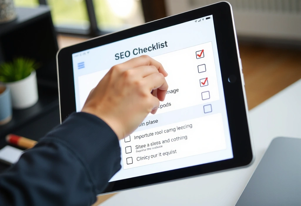 Person checking off items on a digital checklist