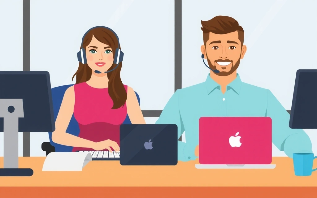 Ilustrace týmu zákaznické podpory, připraveného pomoci s dotazy.
