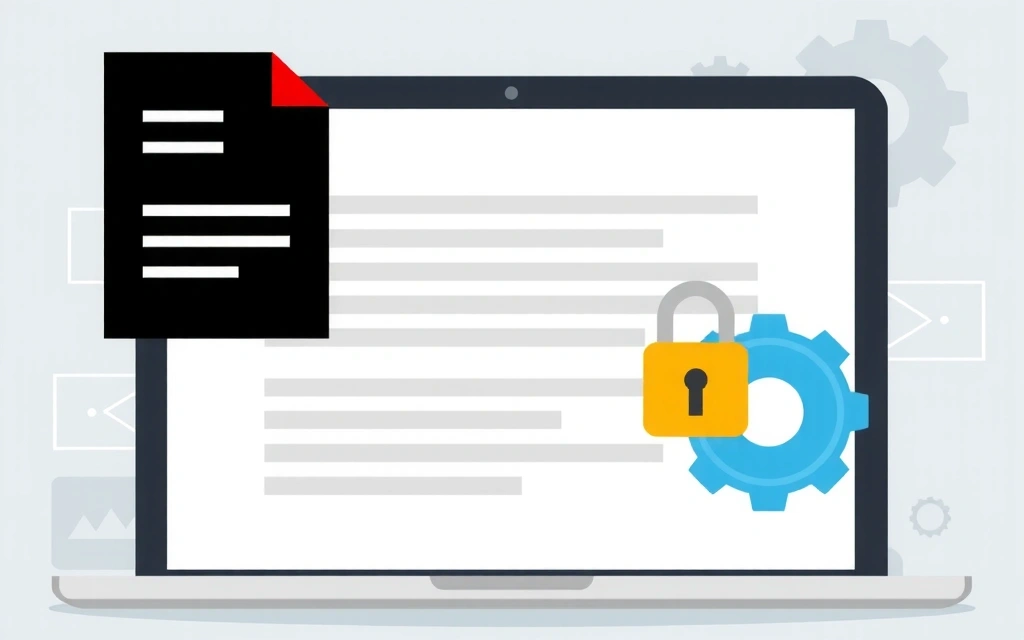 Ilustrace dokumentu s podmínkami služby, symbolizující smlouvu a digitální bezpečnost.
