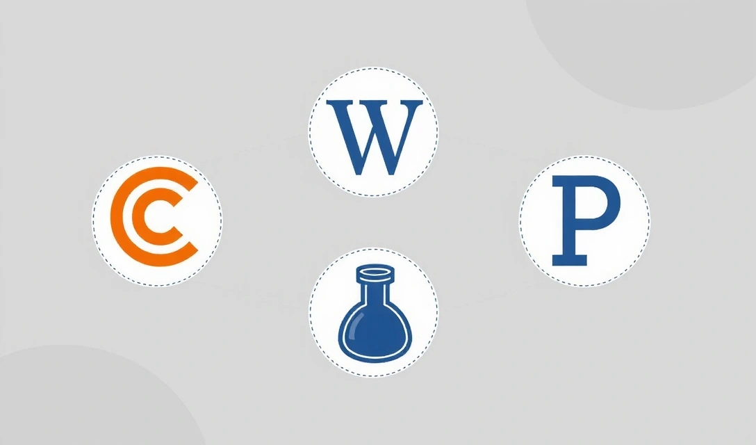 Ilustrace ikon duševního vlastnictví, jako jsou autorská práva, ochranné známky a patenty.